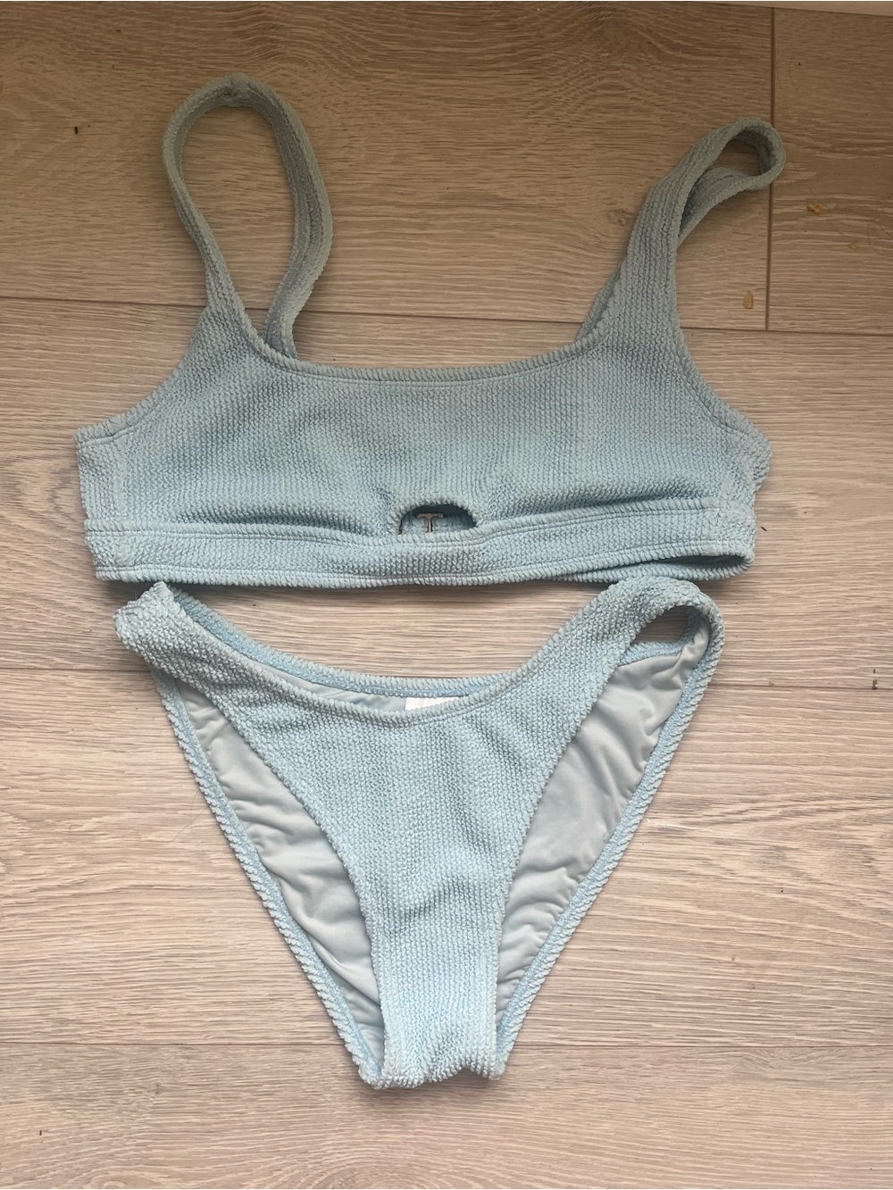 Xhilaration Light Blue Textured Bandeau Bikini Set